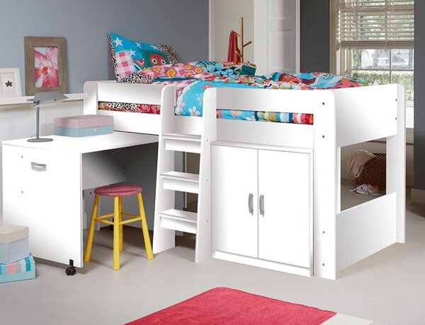 Dětská patrová postel se stolkem FUNNY Barva: Bílá
