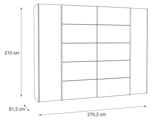 ŠATNÍ SKŘÍŇ, šedá, dub artisan, 270,3/210/61,2 cm Carryhome - Šatní skříně, Online Only
