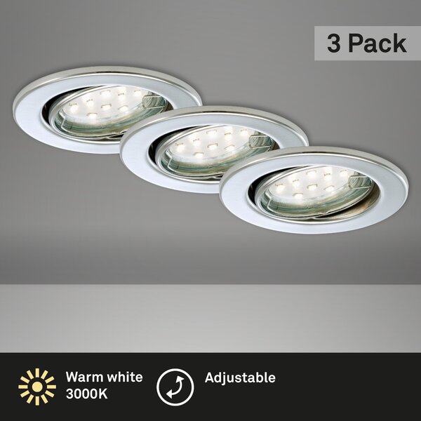 BRI 7225-038 3ks sada LED vestavné svítidlo, pr. 8,6 cm, 3 W, chrom - BRILONER