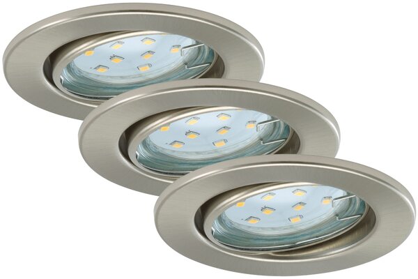 BRI 7225-032 3ks sada LED vestavné svítidlo, pr. 8,6 cm, 3 W, matný nikl - BRILONER