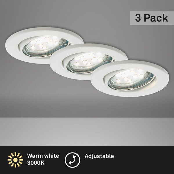 BRI 7225-036 3ks sada LED vestavné svítidlo, pr. 8,6 cm, 3 W, bílé - BRILONER