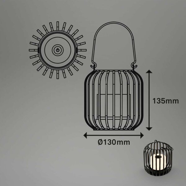 BRILONER LED nabíjecí stolní lampa, 13 cm, 2W, 150lm černá-zlatá BRILO 7479015