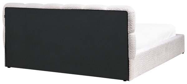 Postel s úložným prostorem BASTON Buklé Světle béžová 180 x 200 cm