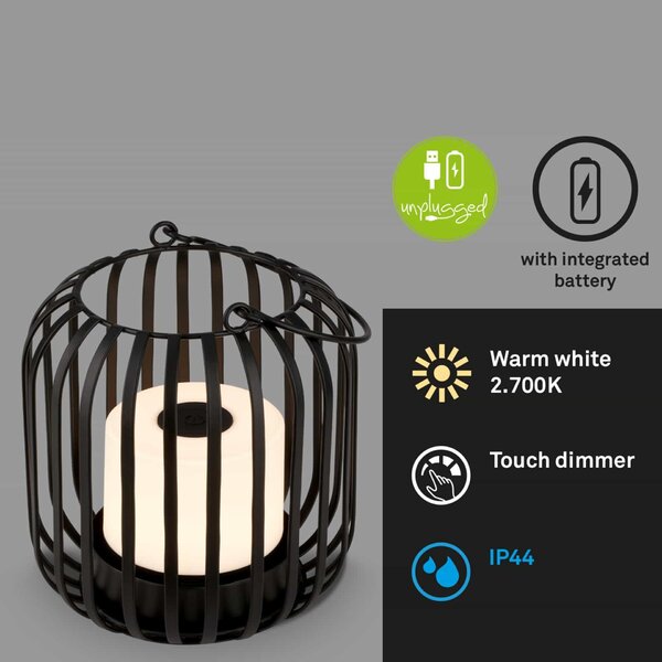 BRILONER LED nabíjecí stolní lampa, 13 cm, 2W, 150lm černá-zlatá BRILO 7479015