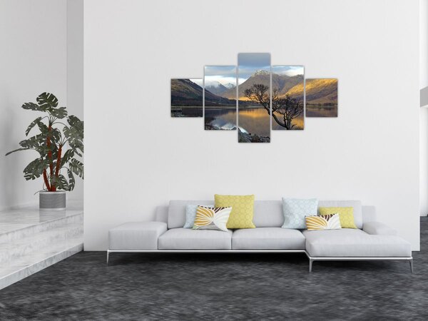 Obraz - Hory u jezera (125x70 cm)