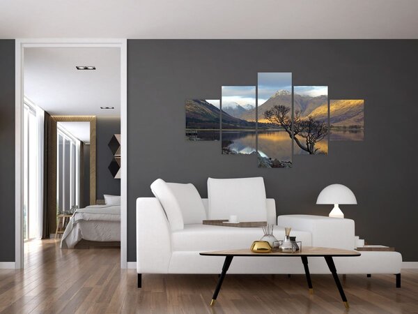 Obraz - Hory u jezera (125x70 cm)