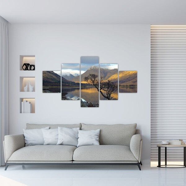 Obraz - Hory u jezera (125x70 cm)