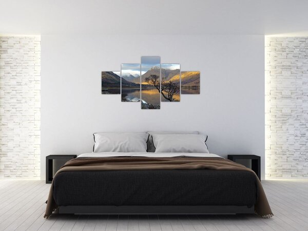 Obraz - Hory u jezera (125x70 cm)