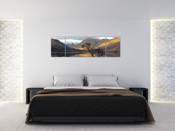 Obraz - Hory u jezera (170x50 cm)