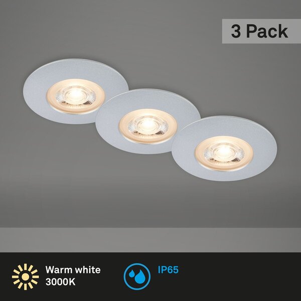 BRI 7044-034 LED vestavná svítidla, pr.9 cm, 3x LED, 5 W, 480 lm, matný chrom - BRILONER