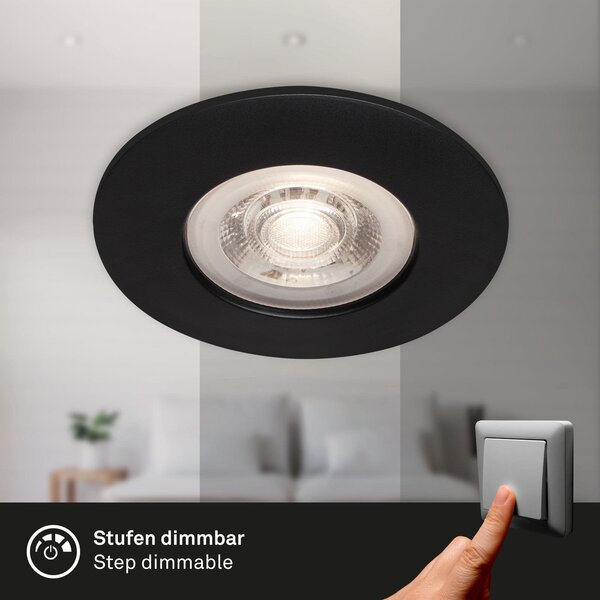 BRI 7036-035 LED vestavná svítidla, pr.9 cm, 3x LED, 4,9 W, 480 lm, černá - BRILONER