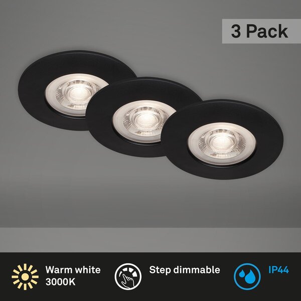 BRI 7036-035 LED vestavná svítidla, pr.9 cm, 3x LED, 4,9 W, 480 lm, černá - BRILONER