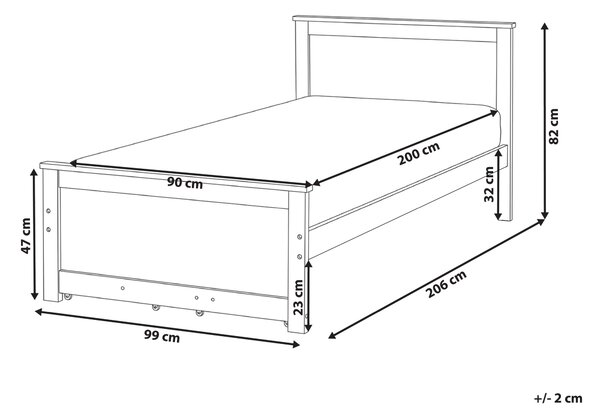 Postel Borovicové dřevo DAUPHIN 90 x 200 cm Světle hnědá