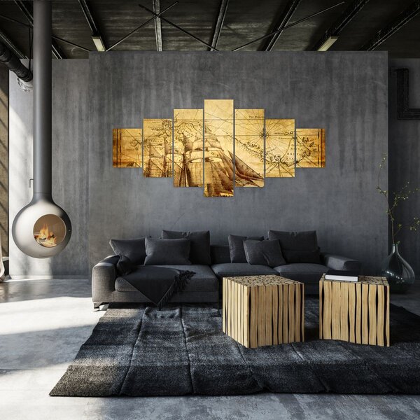Obraz - Stará mapa (210x100 cm)