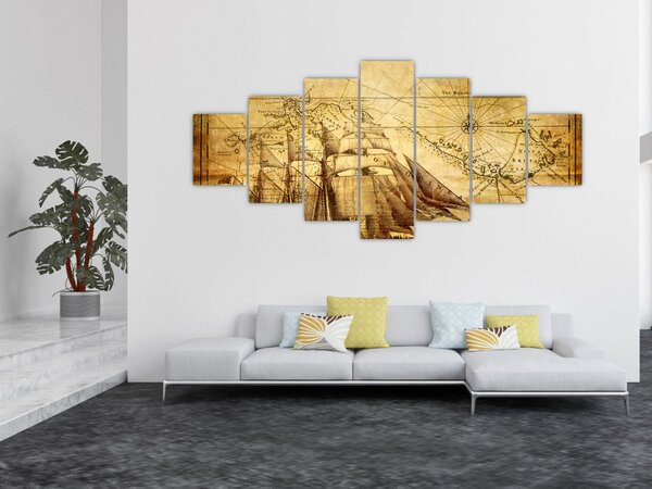 Obraz - Stará mapa (210x100 cm)