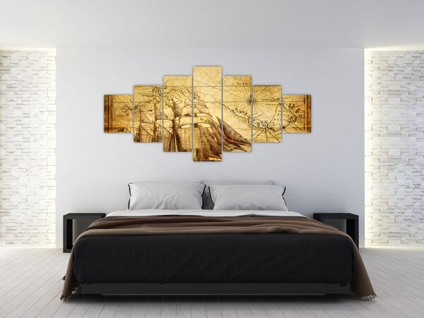 Obraz - Stará mapa (210x100 cm)