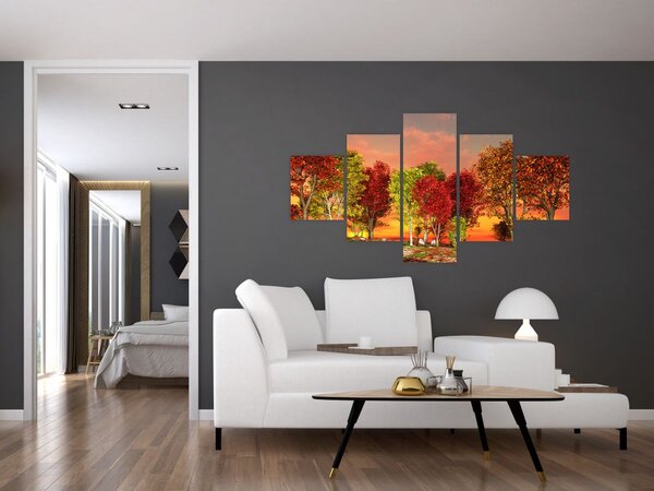 Obraz - Barevné stromy (125x70 cm)