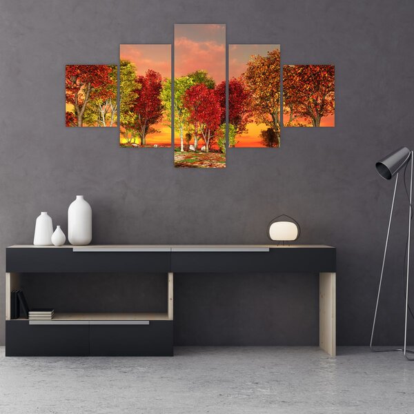 Obraz - Barevné stromy (125x70 cm)