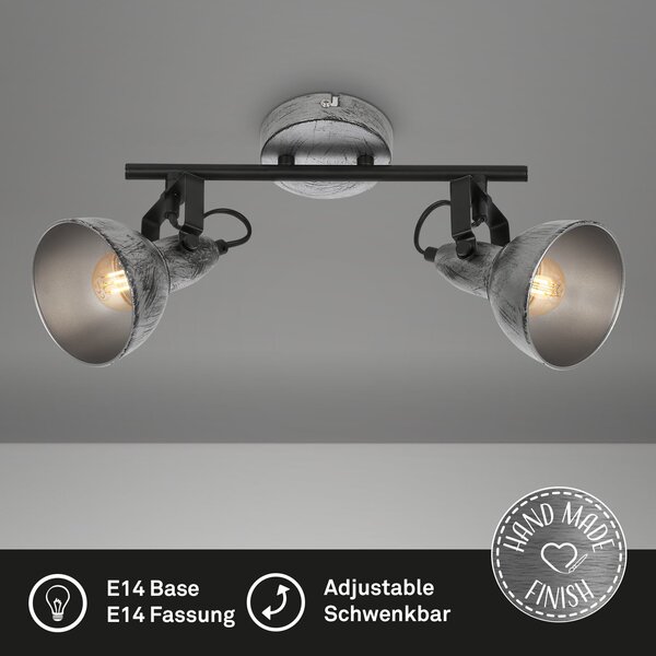 BRILO 2049-024 Bodové svítidlo pr. 10 cm 2x E14 max. 40W antická stříbrná - BRILO