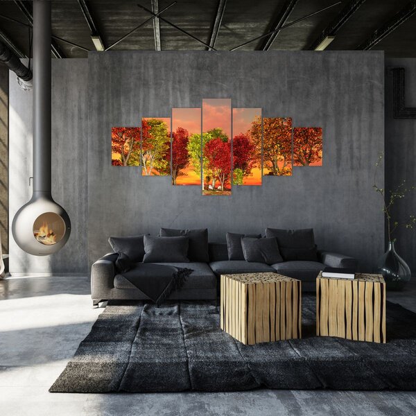 Obraz - Barevné stromy (210x100 cm)