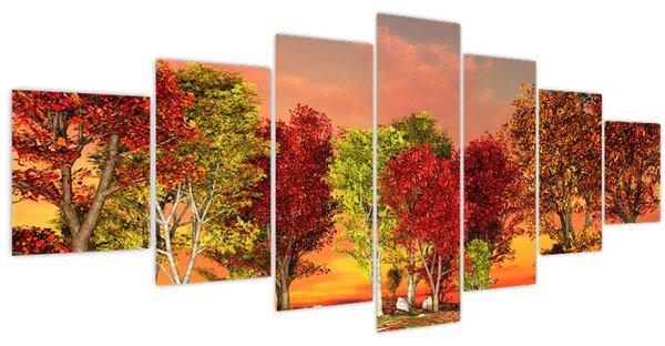 Obraz - Barevné stromy (210x100 cm)