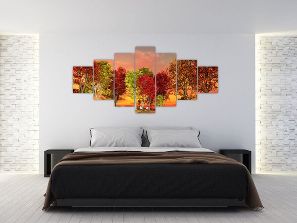 Obraz - Barevné stromy (210x100 cm)