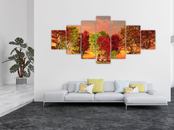 Obraz - Barevné stromy (210x100 cm)