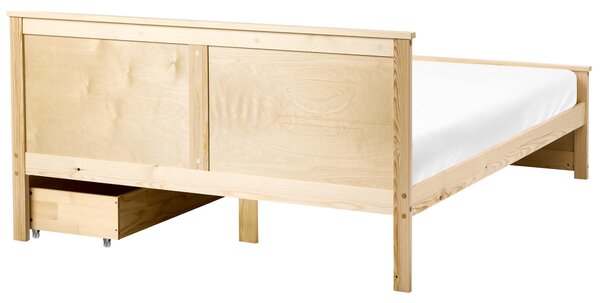 Postel se 2 zásuvkami Borovicové dřevo DAUPHIN 140 x 200 cm Světle hnědá