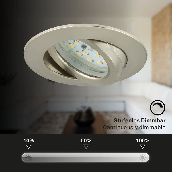 BRI 7232-032 3ks sada LED vestavné svítidlo, pr. 8,2 cm, 5,5 W, matný nikl - BRILONER