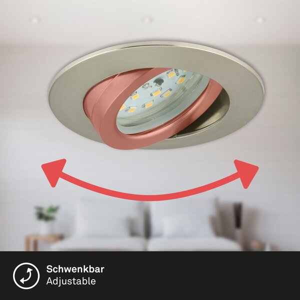 BRI 7232-032 3ks sada LED vestavné svítidlo, pr. 8,2 cm, 5,5 W, matný nikl - BRILONER