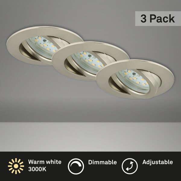 BRI 7232-032 3ks sada LED vestavné svítidlo, pr. 8,2 cm, 5,5 W, matný nikl - BRILONER
