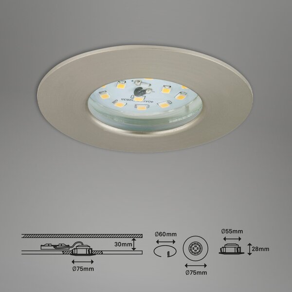 BRI 7204-032 3ks sada LED vestavné svítidlo, pr. 7,5 cm, matný nikl - BRILONER