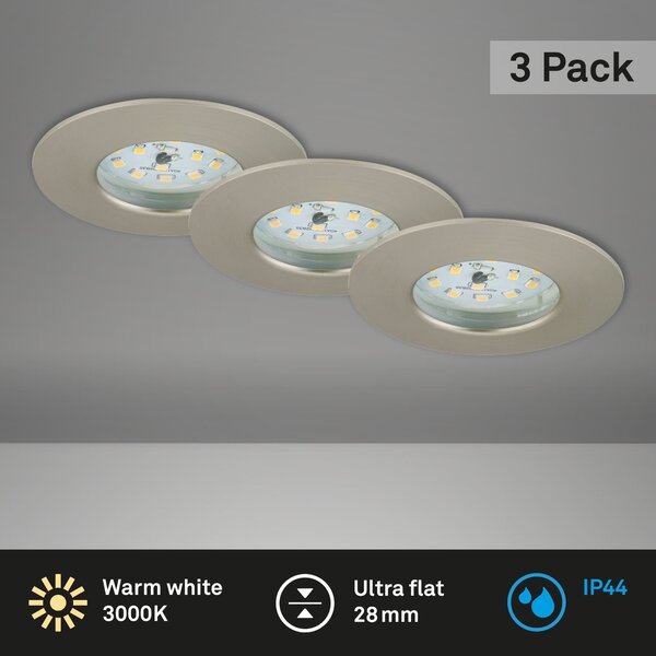 BRI 7204-032 3ks sada LED vestavné svítidlo, pr. 7,5 cm, matný nikl - BRILONER