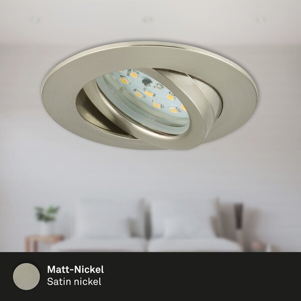 BRI 7232-032 3ks sada LED vestavné svítidlo, pr. 8,2 cm, 5,5 W, matný nikl - BRILONER