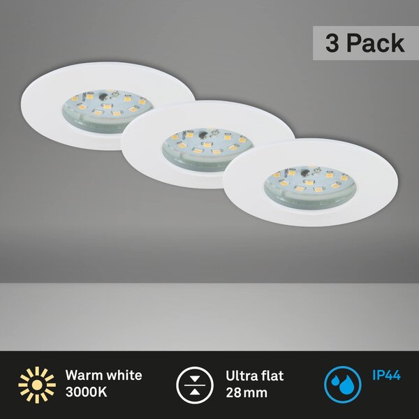 BRI 7204-036 3ks sada LED vestavné svítidlo, pr. 7,5 cm, bílé - BRILONER