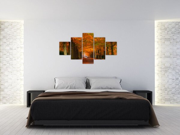 Obraz - Alej stromů na podzim (125x70 cm)