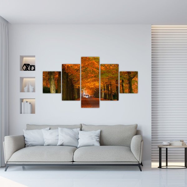 Obraz - Alej stromů na podzim (125x70 cm)