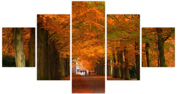 Obraz - Alej stromů na podzim (125x70 cm)