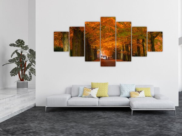 Obraz - Alej stromů na podzim (210x100 cm)