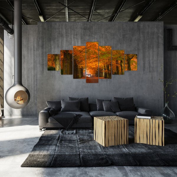 Obraz - Alej stromů na podzim (210x100 cm)