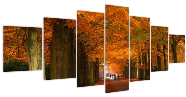Obraz - Alej stromů na podzim (210x100 cm)