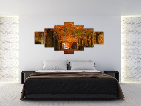 Obraz - Alej stromů na podzim (210x100 cm)