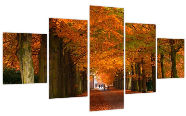 Obraz - Alej stromů na podzim (125x70 cm)