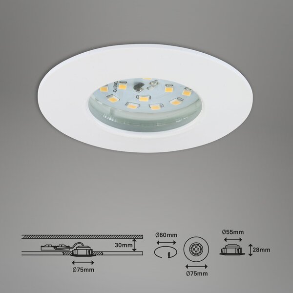 BRI 7204-036 3ks sada LED vestavné svítidlo, pr. 7,5 cm, bílé - BRILONER