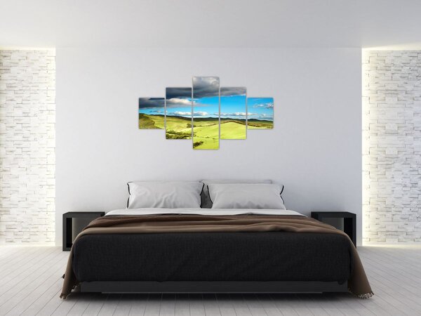 Obraz - Zelená krajina s pahorky (125x70 cm)
