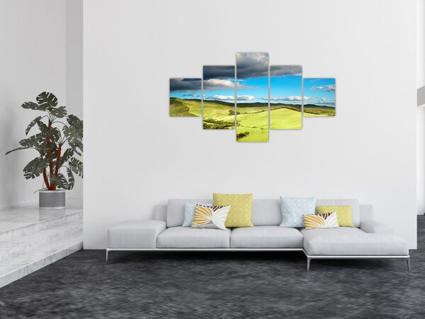 Obraz - Zelená krajina s pahorky (125x70 cm)