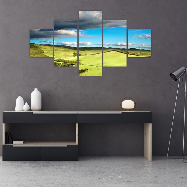 Obraz - Zelená krajina s pahorky (125x70 cm)