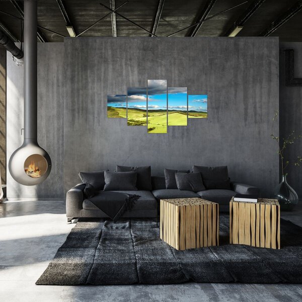 Obraz - Zelená krajina s pahorky (125x70 cm)