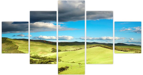 Obraz - Zelená krajina s pahorky (125x70 cm)