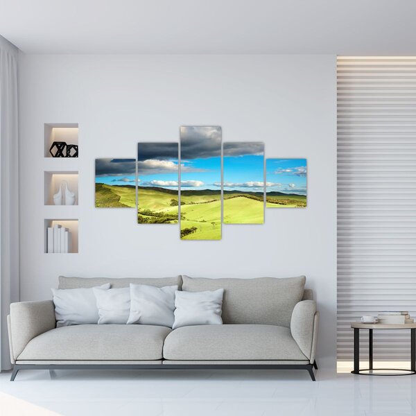 Obraz - Zelená krajina s pahorky (125x70 cm)